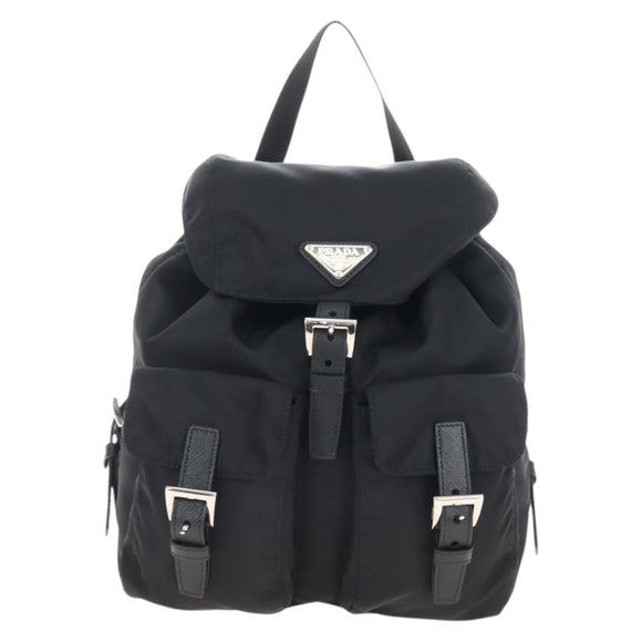 PRADA Backpack Nylon Black Silver Auth BA16300M