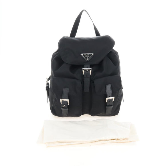 PRADA Backpack Nylon Black Silver Auth BA16300M