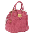 Miu Miu Matelasse Hand Bag Leather 2way Pink Gold Tone Auth BA16301V-1