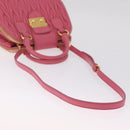 Miu Miu Matelasse Hand Bag Leather 2way Pink Gold Tone Auth BA16301V-13