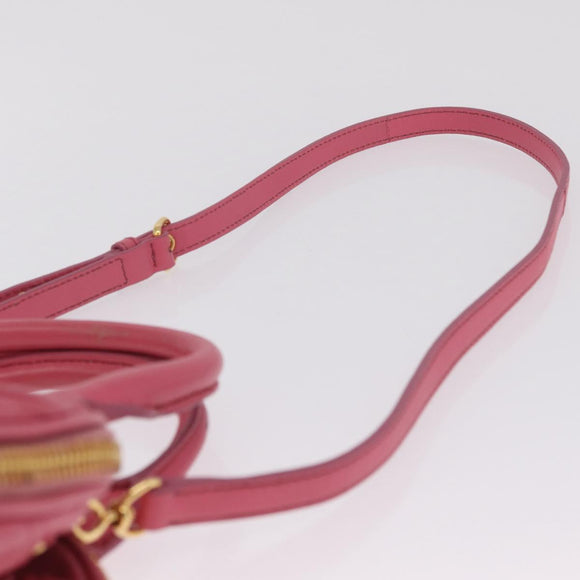Miu Miu Matelasse Hand Bag Leather 2way Pink Gold Tone Auth BA16301V