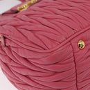 Miu Miu Matelasse Hand Bag Leather 2way Pink Gold Tone Auth BA16301V-17