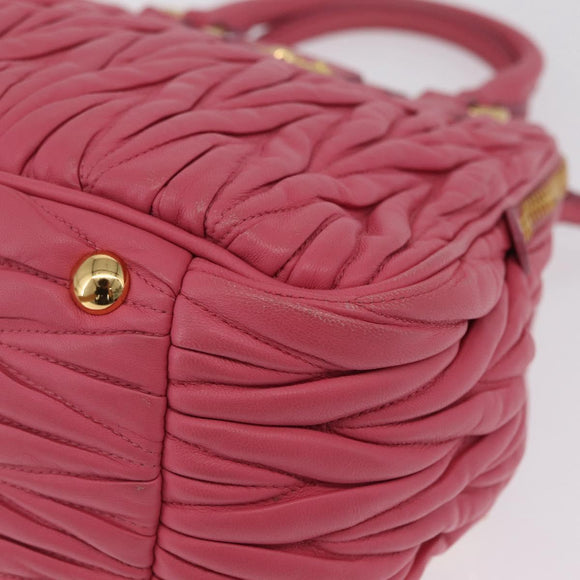 Miu Miu Matelasse Hand Bag Leather 2way Pink Gold Tone Auth BA16301V