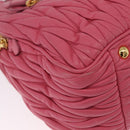 Miu Miu Matelasse Hand Bag Leather 2way Pink Gold Tone Auth BA16301V-19