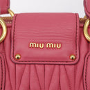 Miu Miu Matelasse Hand Bag Leather 2way Pink Gold Tone Auth BA16301V-21