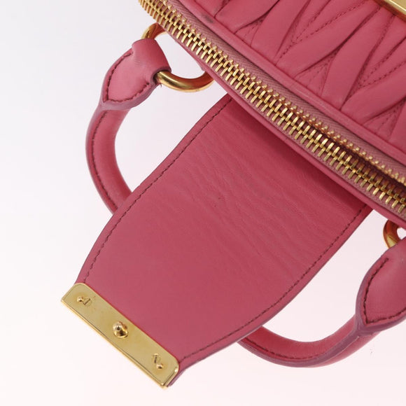 Miu Miu Matelasse Hand Bag Leather 2way Pink Gold Tone Auth BA16301V
