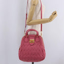 Miu Miu Matelasse Hand Bag Leather 2way Pink Gold Tone Auth BA16301V-32