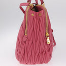 Miu Miu Matelasse Hand Bag Leather 2way Pink Gold Tone Auth BA16301V-4