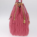 Miu Miu Matelasse Hand Bag Leather 2way Pink Gold Tone Auth BA16301V-5