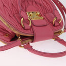Miu Miu Matelasse Hand Bag Leather 2way Pink Gold Tone Auth BA16301V-6