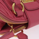 Miu Miu Matelasse Hand Bag Leather 2way Pink Gold Tone Auth BA16301V-7