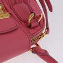 Miu Miu Matelasse Hand Bag Leather 2way Pink Gold Tone Auth BA16301V-8