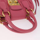 Miu Miu Matelasse Hand Bag Leather 2way Pink Gold Tone Auth BA16301V-9