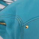 Miu Miu Hand Bag Leather 2way Turquoise Blue Gold Tone Auth BA16303V-16