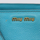 Miu Miu Hand Bag Leather 2way Turquoise Blue Gold Tone Auth BA16303V-20