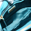 Miu Miu Hand Bag Leather 2way Turquoise Blue Gold Tone Auth BA16303V-11