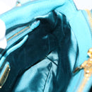 Miu Miu Hand Bag Leather 2way Turquoise Blue Gold Tone Auth BA16303V-22