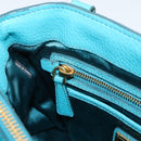 Miu Miu Hand Bag Leather 2way Turquoise Blue Gold Tone Auth BA16303V-24