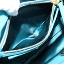 Miu Miu Hand Bag Leather 2way Turquoise Blue Gold Tone Auth BA16303V-25