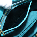 Miu Miu Hand Bag Leather 2way Turquoise Blue Gold Tone Auth BA16303V-26