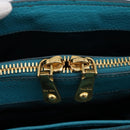 Miu Miu Hand Bag Leather 2way Turquoise Blue Gold Tone Auth BA16303V-27