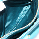 Miu Miu Hand Bag Leather 2way Turquoise Blue Gold Tone Auth BA16303V-28