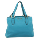 Miu Miu Hand Bag Leather 2way Turquoise Blue Gold Tone Auth BA16303V-13