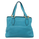 Miu Miu Hand Bag Leather 2way Turquoise Blue Gold Tone Auth BA16303V-2