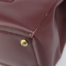 Cartier Must Line Hand Bag Leather Bordeaux Gold Tone Auth BA16305-10