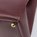 Cartier Must Line Hand Bag Leather Bordeaux Gold Tone Auth BA16305-12