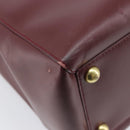 Cartier Must Line Hand Bag Leather Bordeaux Gold Tone Auth BA16305-13
