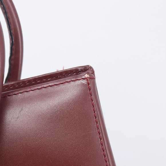 Cartier Must Line Hand Bag Leather Bordeaux Gold Tone Auth BA16305