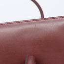 Cartier Must Line Hand Bag Leather Bordeaux Gold Tone Auth BA16305-16