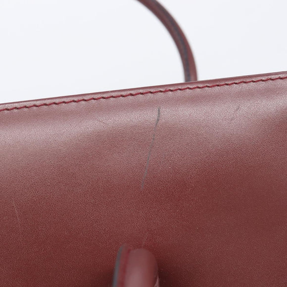 Cartier Must Line Hand Bag Leather Bordeaux Gold Tone Auth BA16305