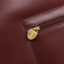 Cartier Must Line Hand Bag Leather Bordeaux Gold Tone Auth BA16305-17