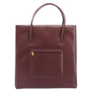 Cartier Must Line Hand Bag Leather Bordeaux Gold Tone Auth BA16305-2