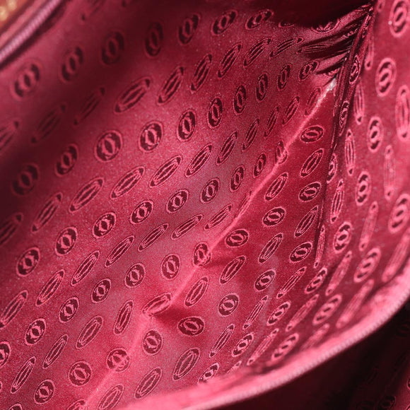 Cartier Must Line Hand Bag Leather Bordeaux Gold Tone Auth BA16305