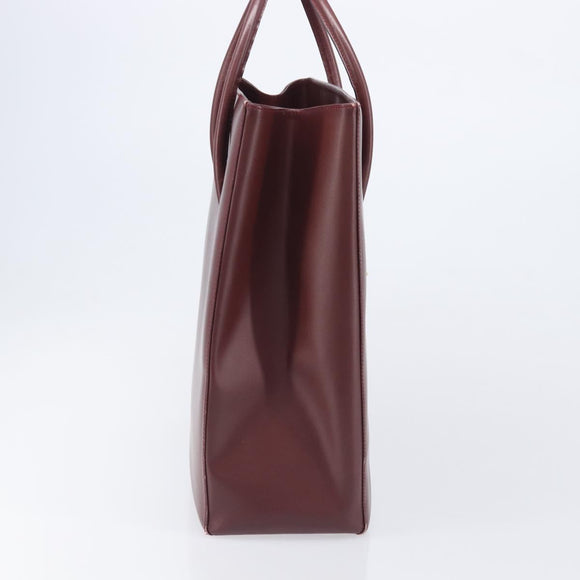 Cartier Must Line Hand Bag Leather Bordeaux Gold Tone Auth BA16305