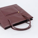 Cartier Must Line Hand Bag Leather Bordeaux Gold Tone Auth BA16305-6