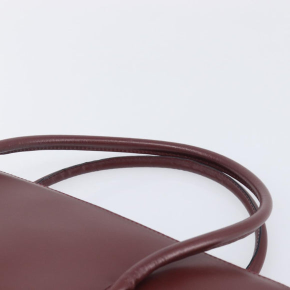 Cartier Must Line Hand Bag Leather Bordeaux Gold Tone Auth BA16305