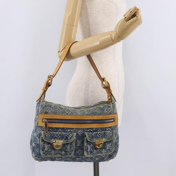 LOUIS VUITTON Monogram Denim Buggy PM Shoulder Bag Blue M95049 LV Auth BA16311V