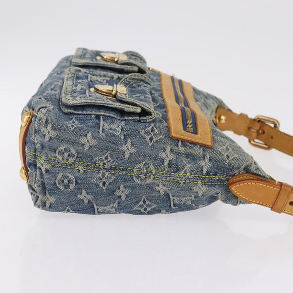 LOUIS VUITTON Monogram Denim Buggy PM Shoulder Bag Blue M95049 LV Auth BA16311V