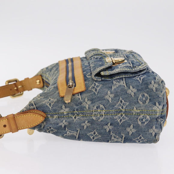 LOUIS VUITTON Monogram Denim Buggy PM Shoulder Bag Blue M95049 LV Auth BA16311V