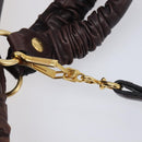 Miu Miu Matelasse Hand Bag Leather 2way Dark Brown Gold Tone Auth BA16313A-12