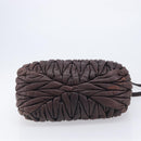 Miu Miu Matelasse Hand Bag Leather 2way Dark Brown Gold Tone Auth BA16313A-13