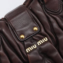 Miu Miu Matelasse Hand Bag Leather 2way Dark Brown Gold Tone Auth BA16313A-19