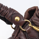 Miu Miu Matelasse Hand Bag Leather 2way Dark Brown Gold Tone Auth BA16313A-21