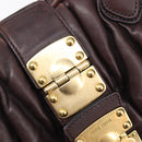 Miu Miu Matelasse Hand Bag Leather 2way Dark Brown Gold Tone Auth BA16313A-22
