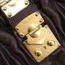 Miu Miu Matelasse Hand Bag Leather 2way Dark Brown Gold Tone Auth BA16313A-23