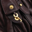 Miu Miu Matelasse Hand Bag Leather 2way Dark Brown Gold Tone Auth BA16313A-25